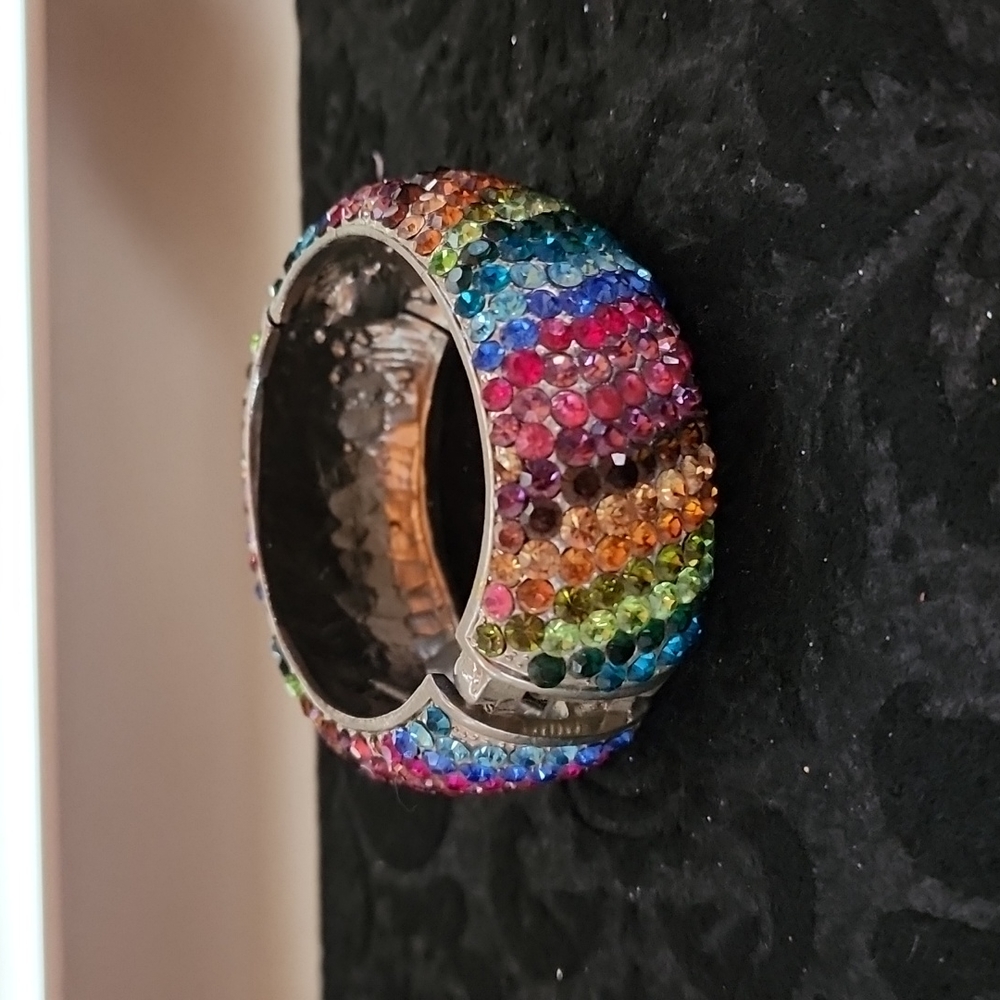 Multi Color Rhinestone Bangle Bracelet